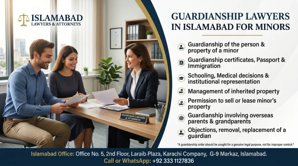 Guardianship lawyers assisting a family with minor documentation in Islamabad