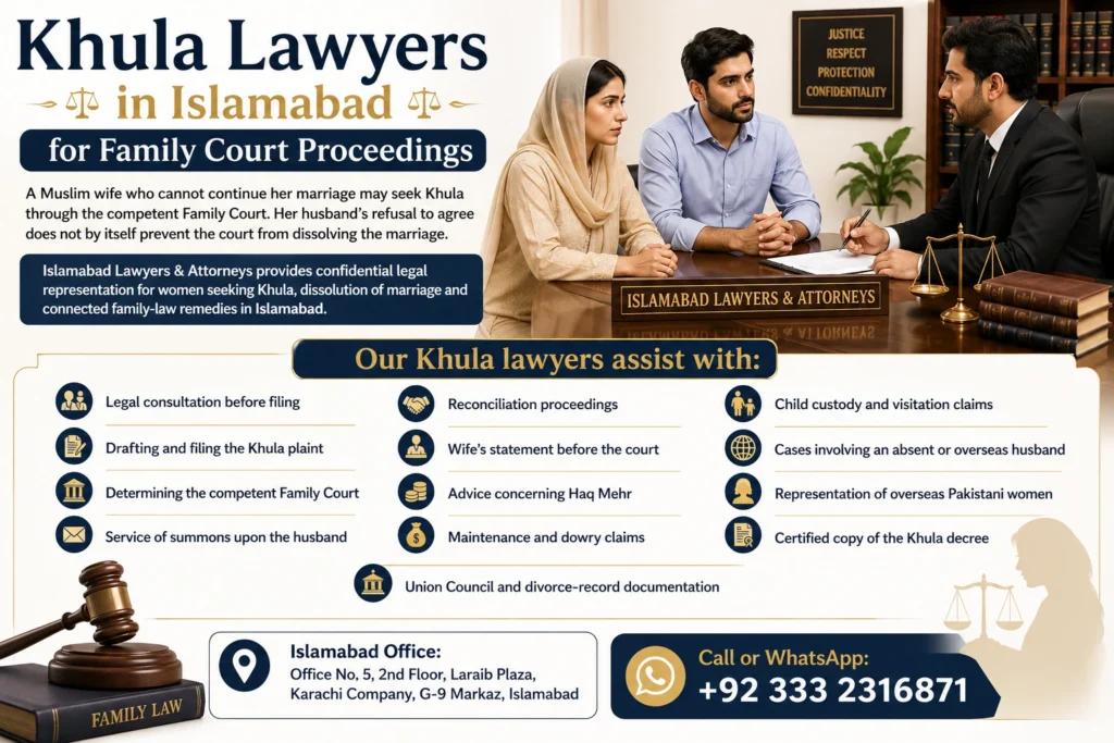 Khula lawyers in Islamabad providing family court representation for Muslim women seeking divorce and dissolution of marriage