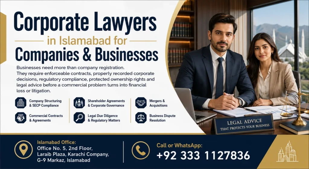Corporate lawyers advising business clients in Islamabad